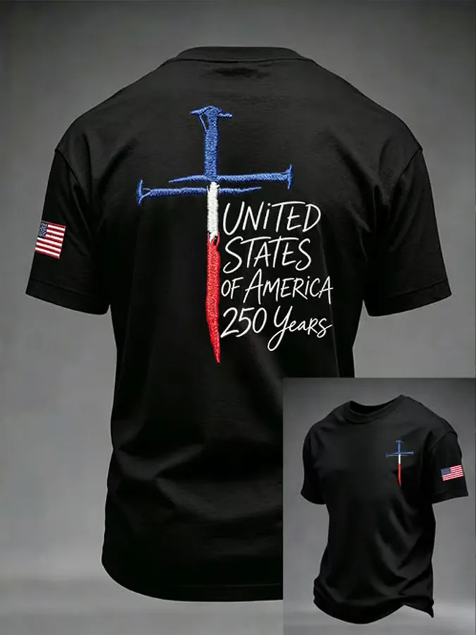 Men's Patriotic American Flag Print T-shirt
