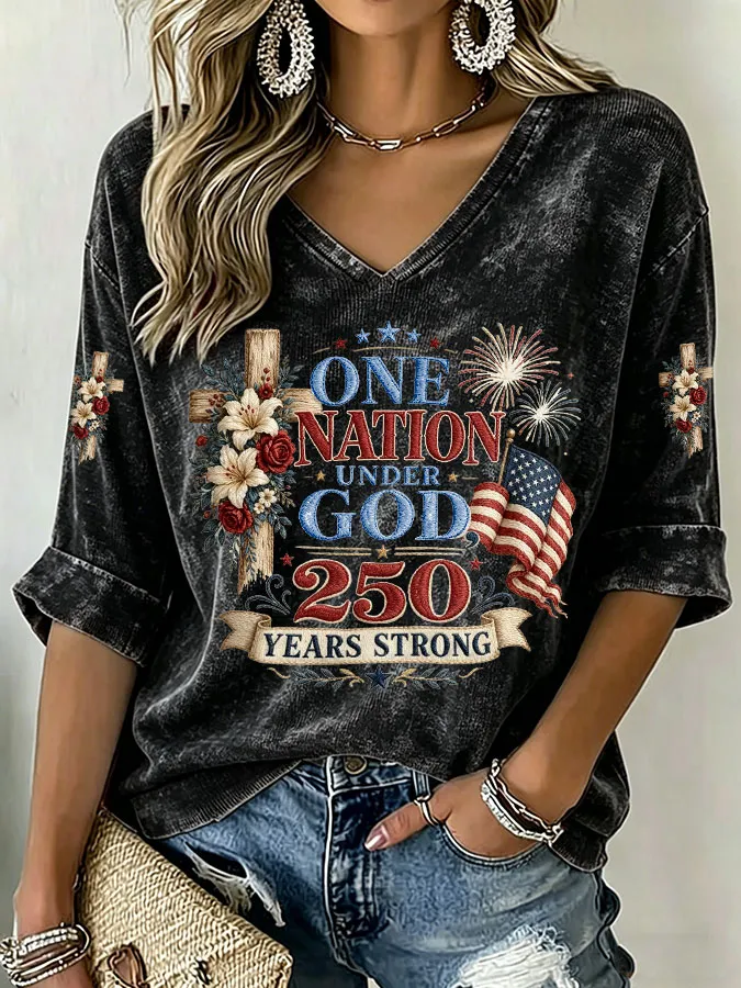 Women'S American Flag Printed Casual Top