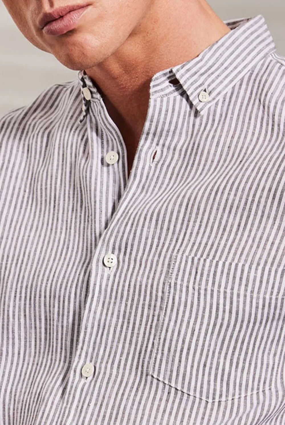 Striped Linen Long Sleeve Shirt
