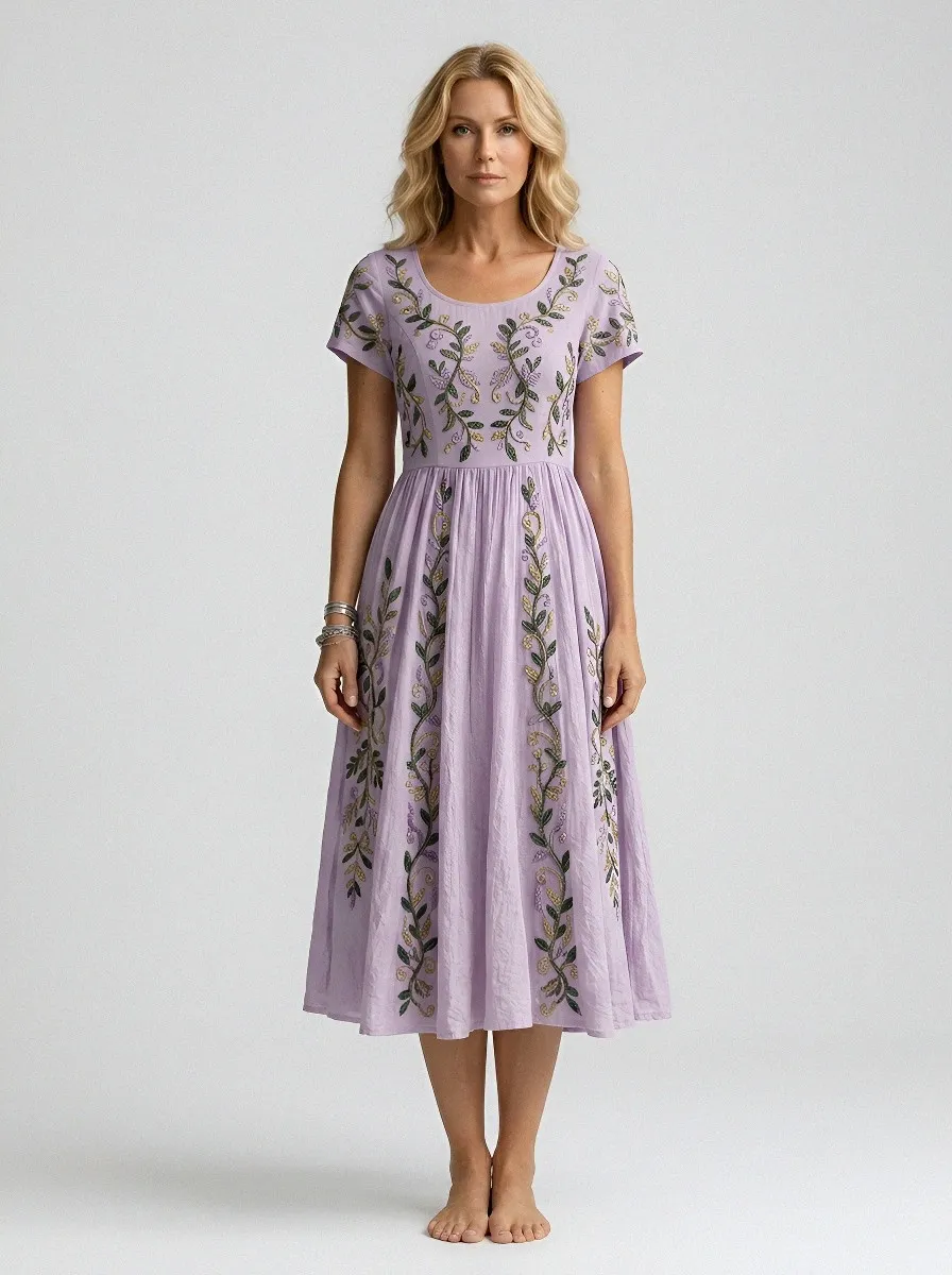 Women's Breast Cancer Awareness Floral Vine Printed Dress