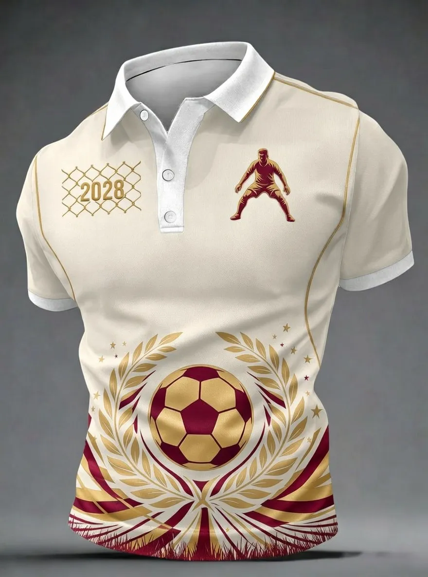 Men's Soccer Fan 2028 Goalkeeper Laurel Printed Polo Shirt