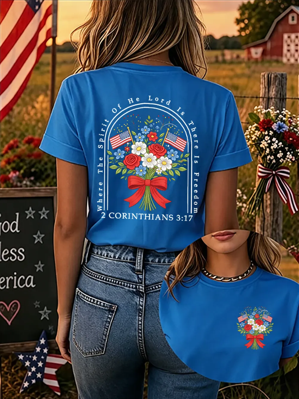 Women'S 250th Anniversary American Faith Print Short-Sleeve T-Shirt