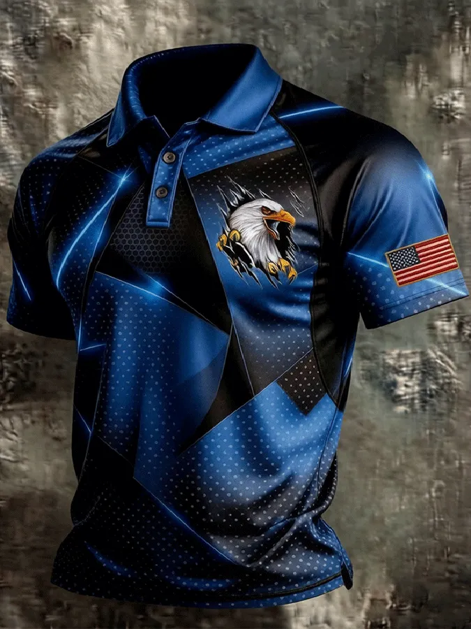 Men'S Independence Day Print Casual Polo Shirt