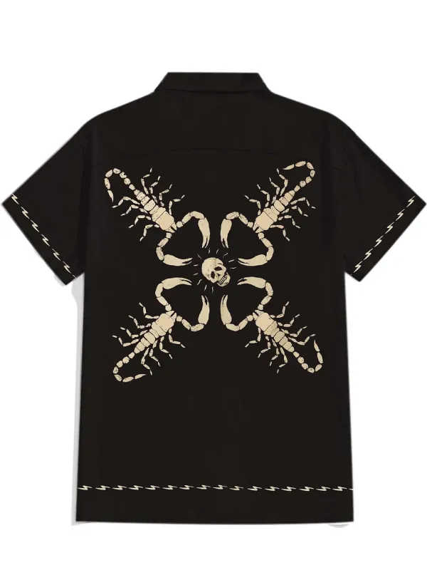 Skull And Scorpion - 100% Cotton Cuban Collar Shirt