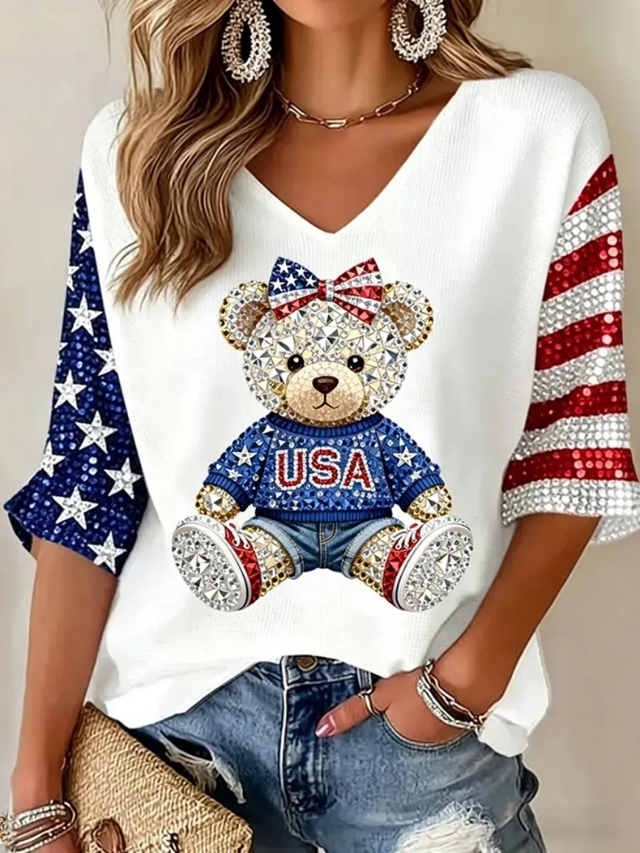 U.S. 250th Anniversary Linen Long-Sleeve V-Neck Shirt