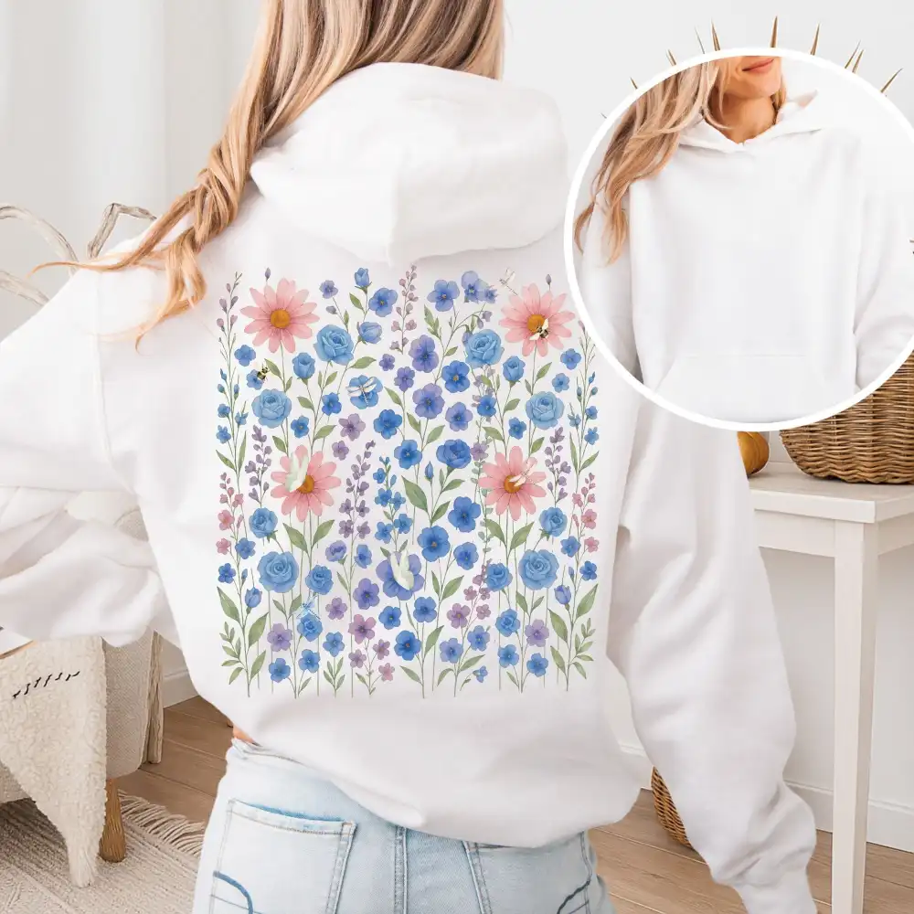 Blue Wildflower Hoodie