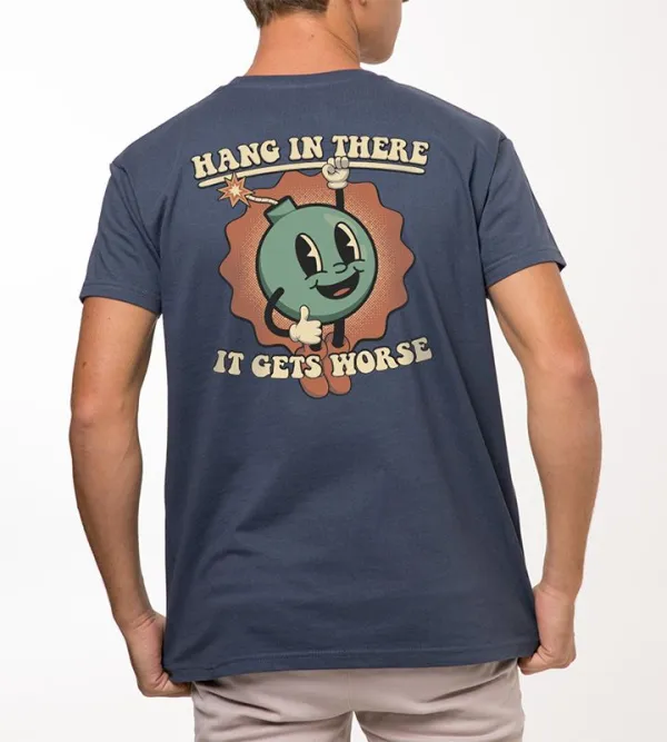 Cartoon Bomb Graphic Navy Blue T-Shirt