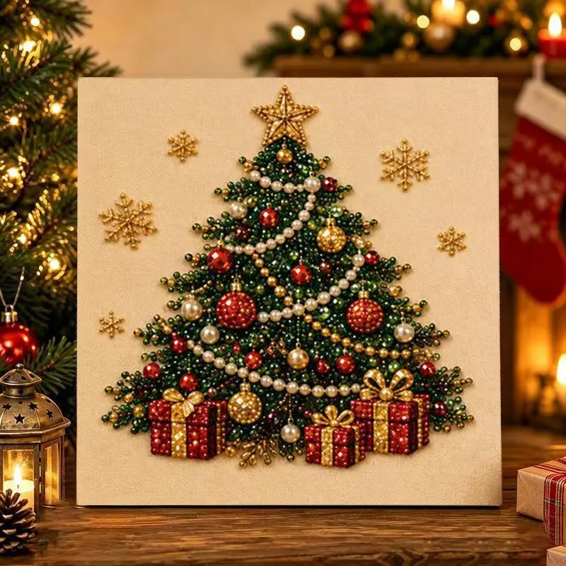Frameless 3D DIY Beaded Christmas Pearl Diamond Painting