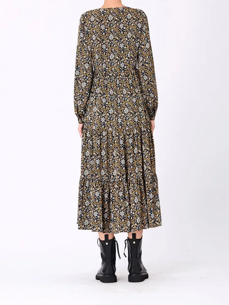 Floral V-Neck Midi Dress