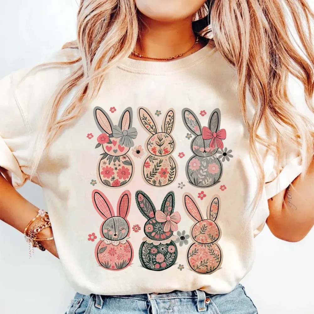 Floral Bunny Patterned T-Shirt
