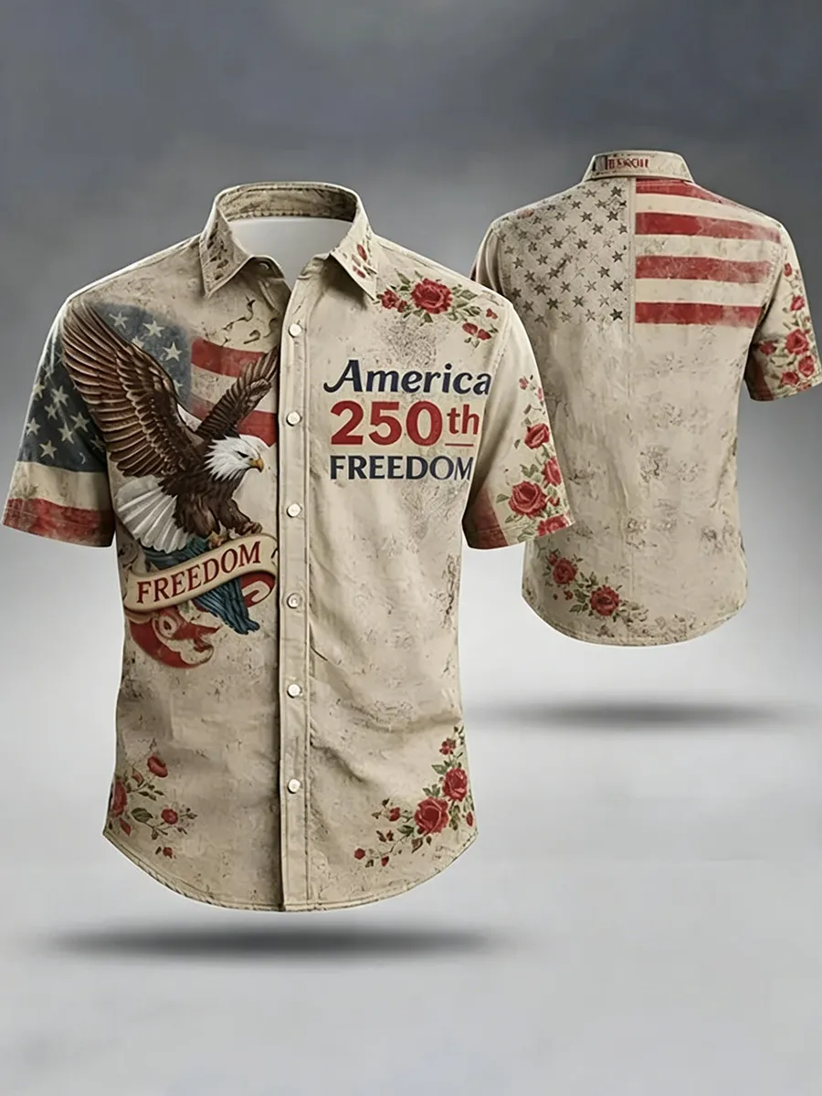 Men's America 250th Anniversary Art Print Casual T-Shirt