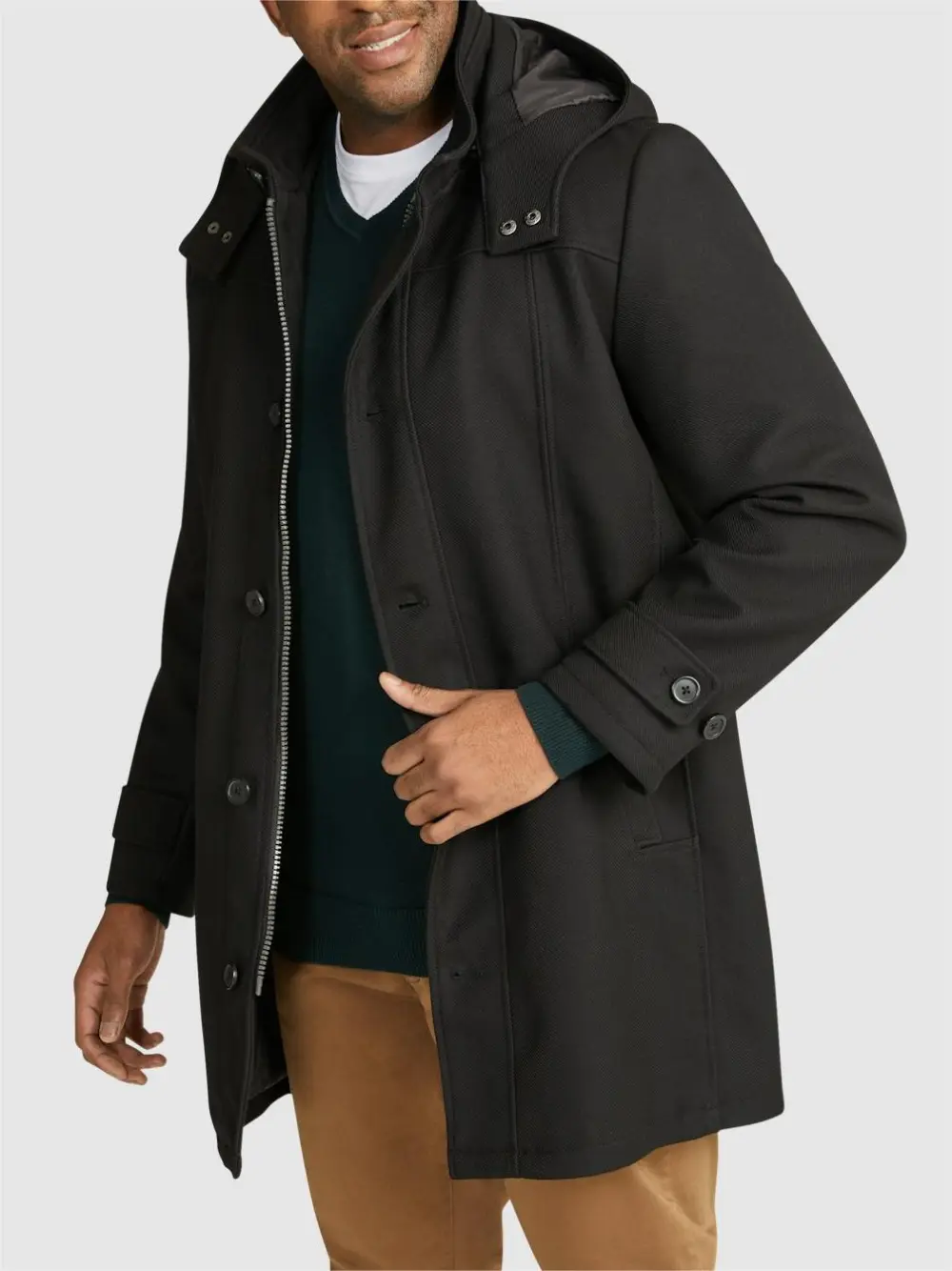 Black Practical Hooded Long Coats
