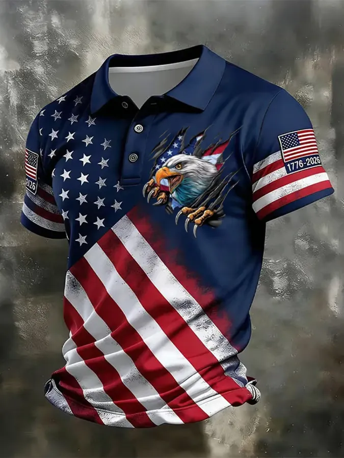 Men's 250th Anniversary Printed Business Polo Shirt