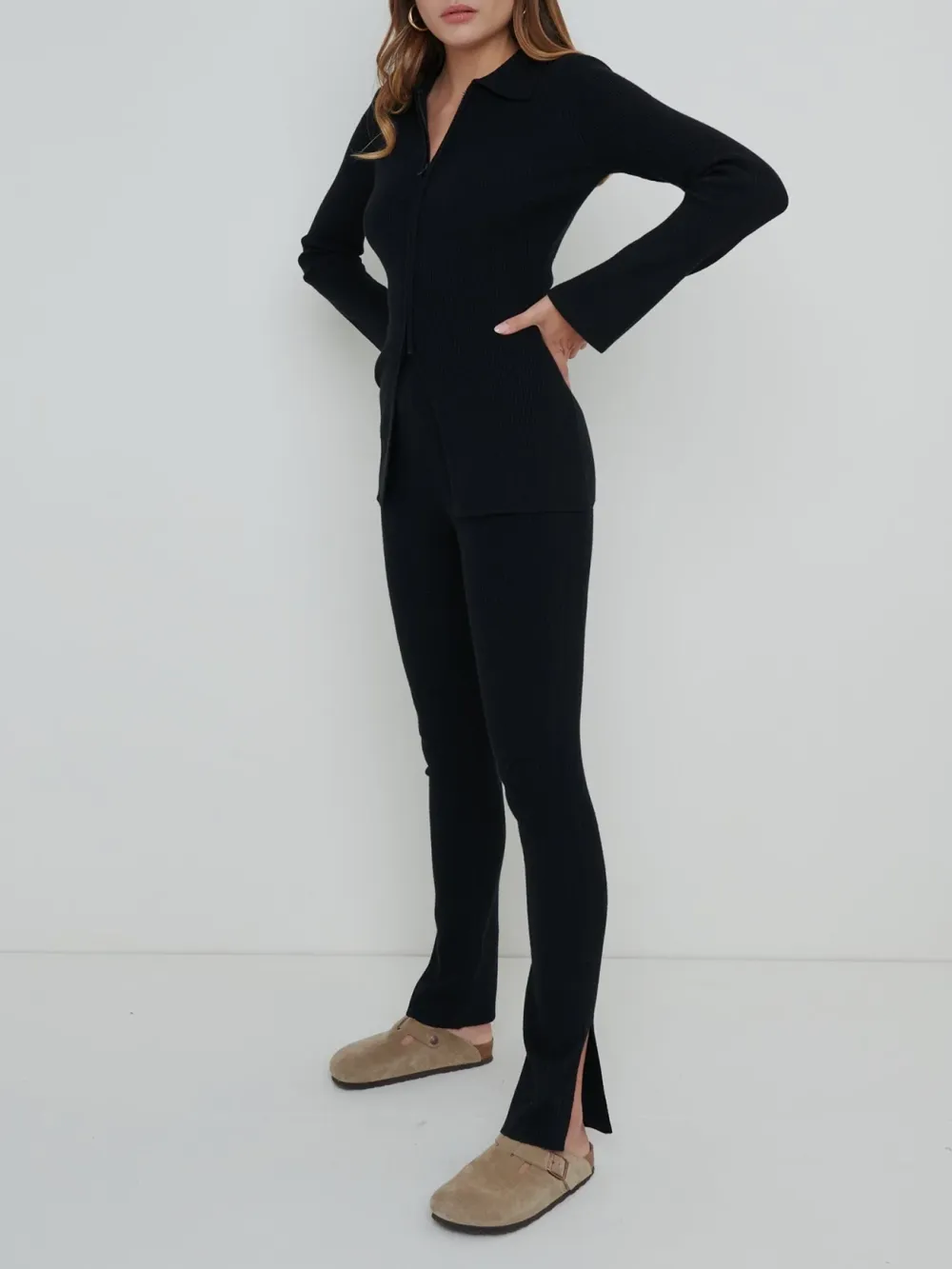 Split Hem Knit Trousers