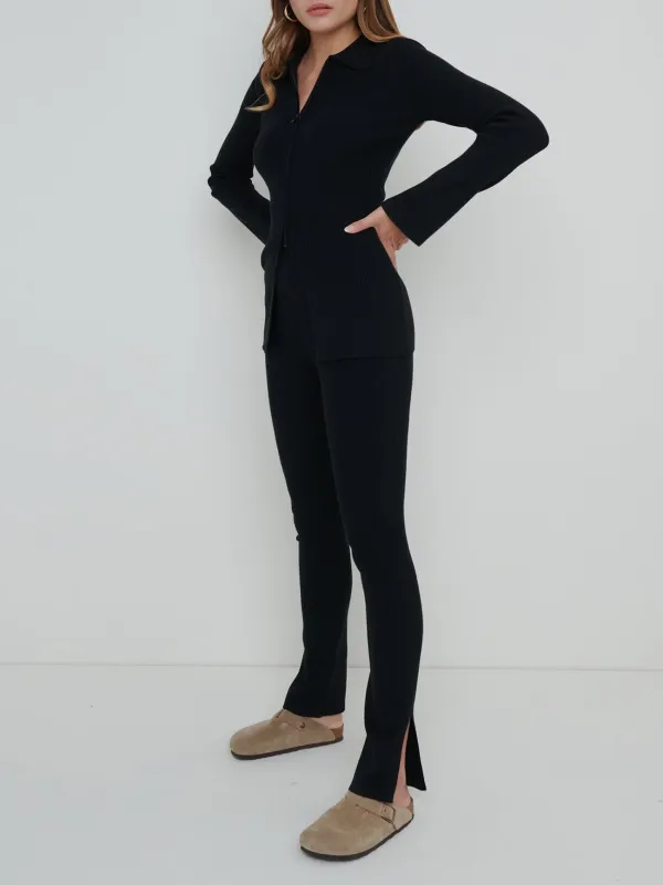 Split Hem Knit Trousers