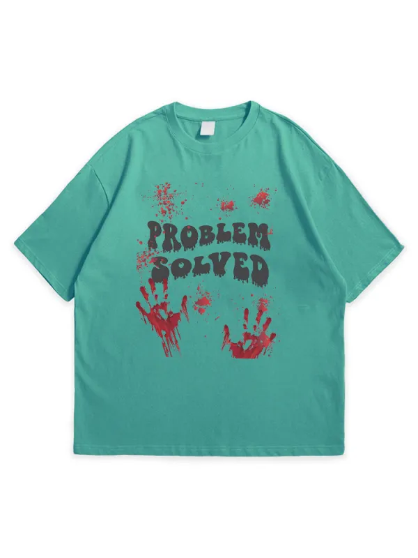 Men'S Halloween PROBLEM SOLYED Leisure Simple Round Neck Top Tshirt