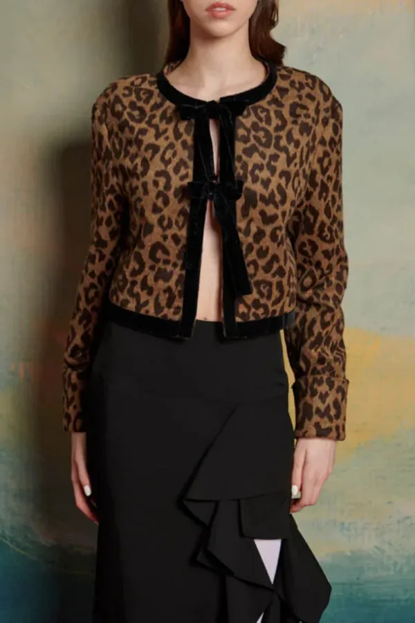 Leopard Crew Neck Cardigans