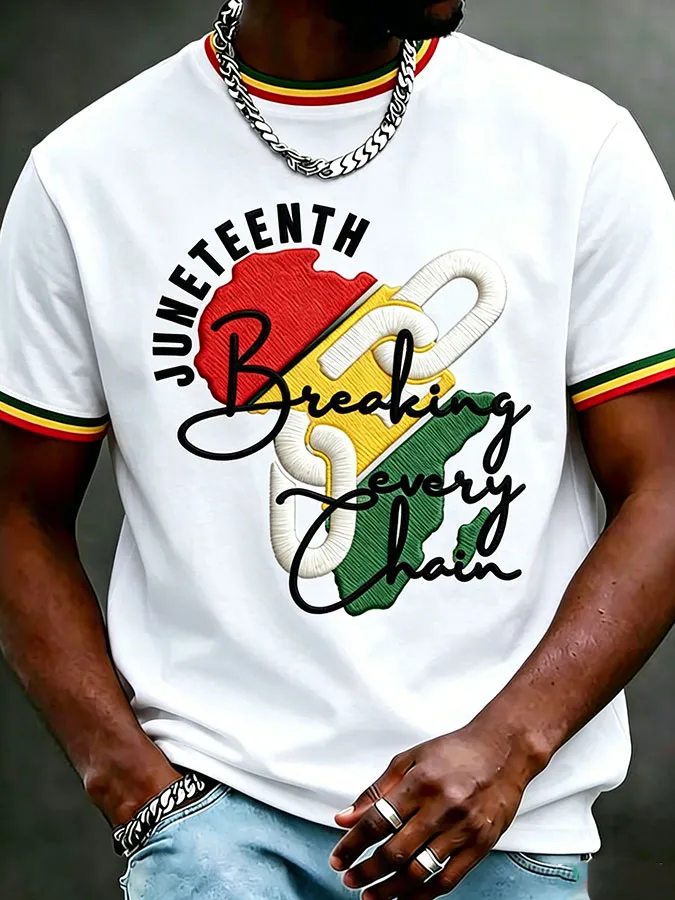 Men's Juneteenth Print Casual T-Shirt