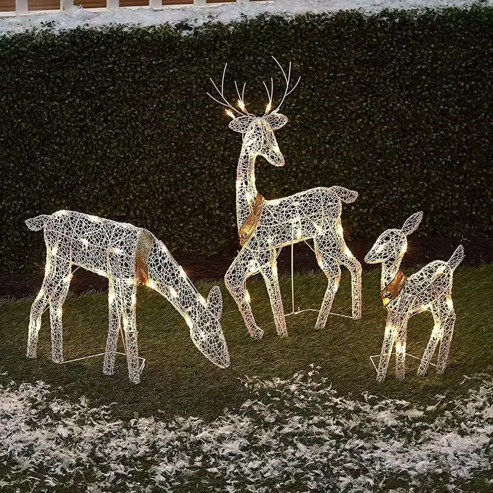 DIY Reindeer Ornaments Battery Powered Iron Art Reindeer Yard