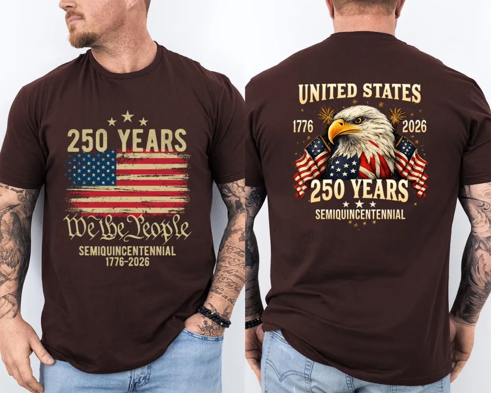 Men'S Casual American 1776-2026 Anniversary Printed Short Sleeved T-Shirt