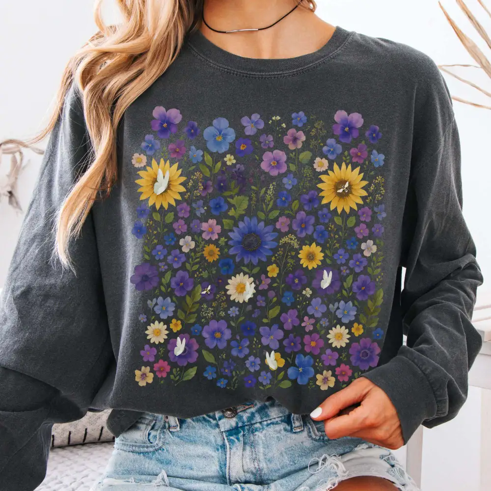 Sunflower Wildflowers Long Sleeve Shirt
