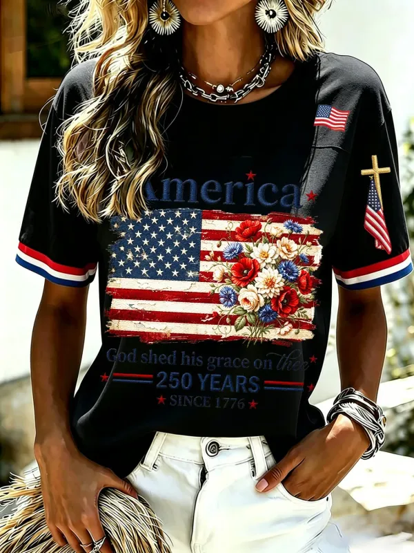 Women's 250th Anniversary Print V-Neck Top