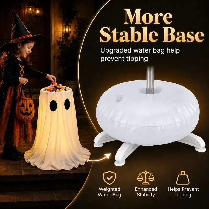 Halloween Glowing Ghost Candy Holder Bowl Festive Decor with String Lights
