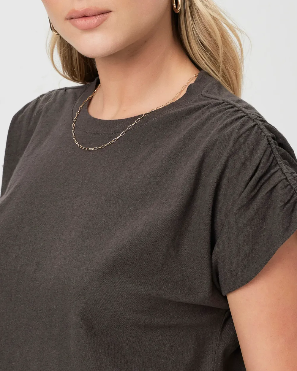 Faded Black Relaxed Fit Short Sleeve Top