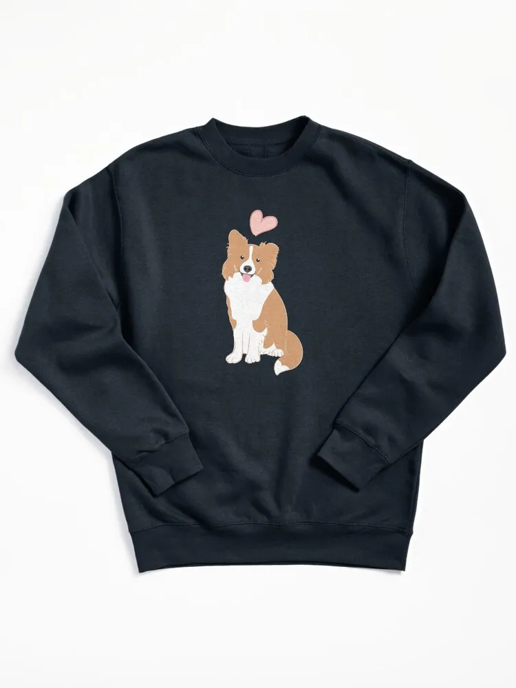 LOVE Red Border Collie Pullover Sweatshirt