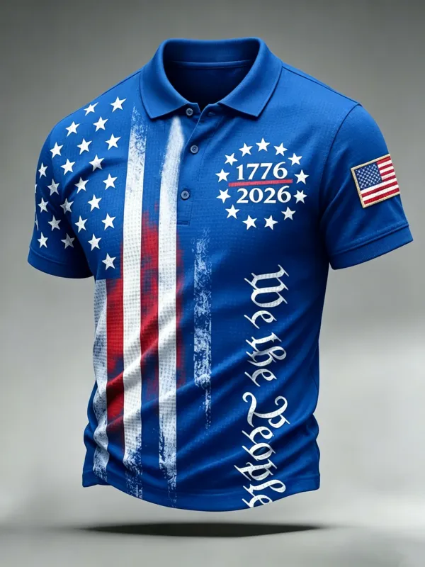 Men'S Casual 250Th Anniversary Celebration Of The Founding Of The United States Independence Day Personalized Printed Polo Shirt