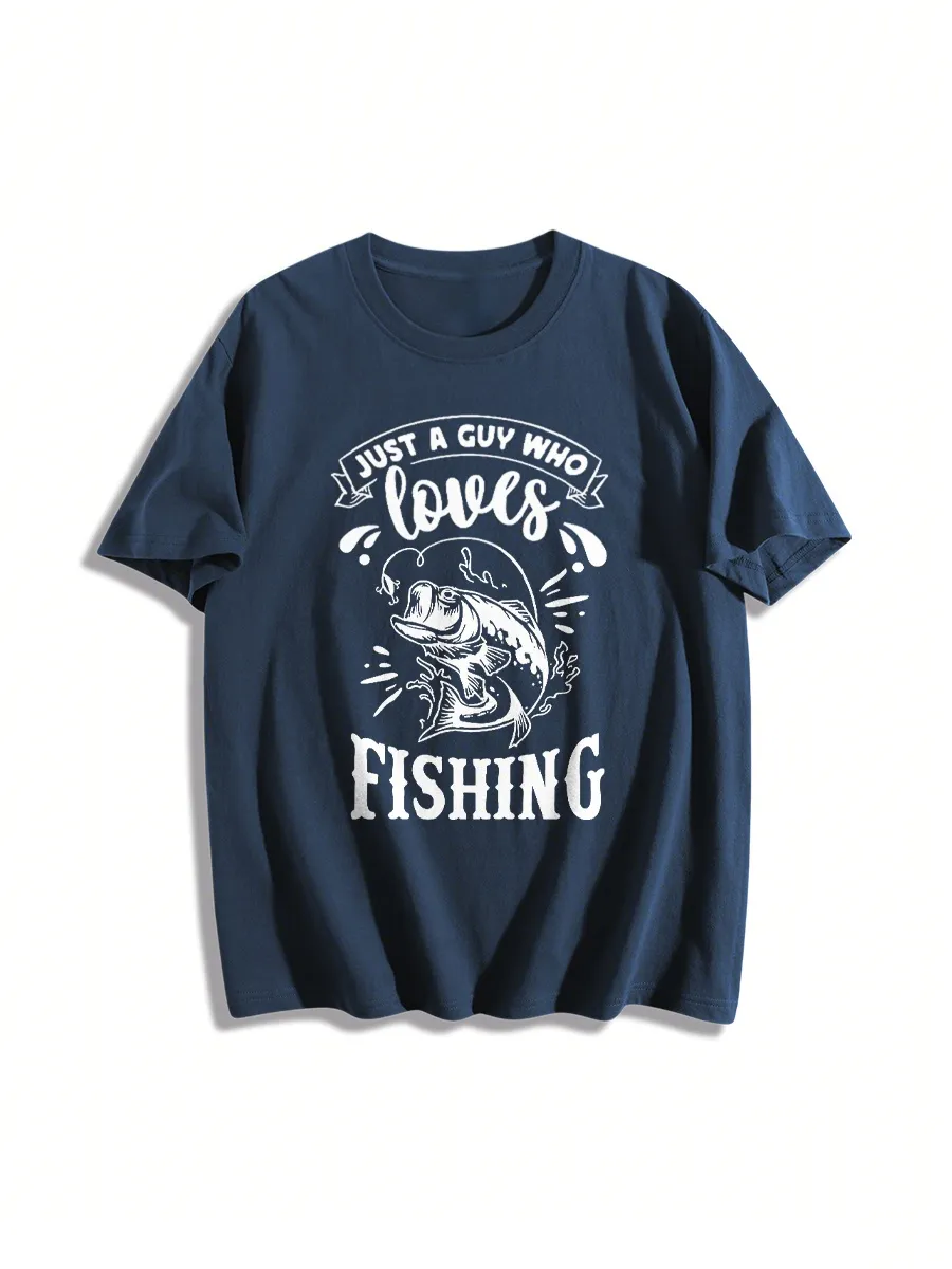Guy Focused Fishing Loving Graphic T-Shirt