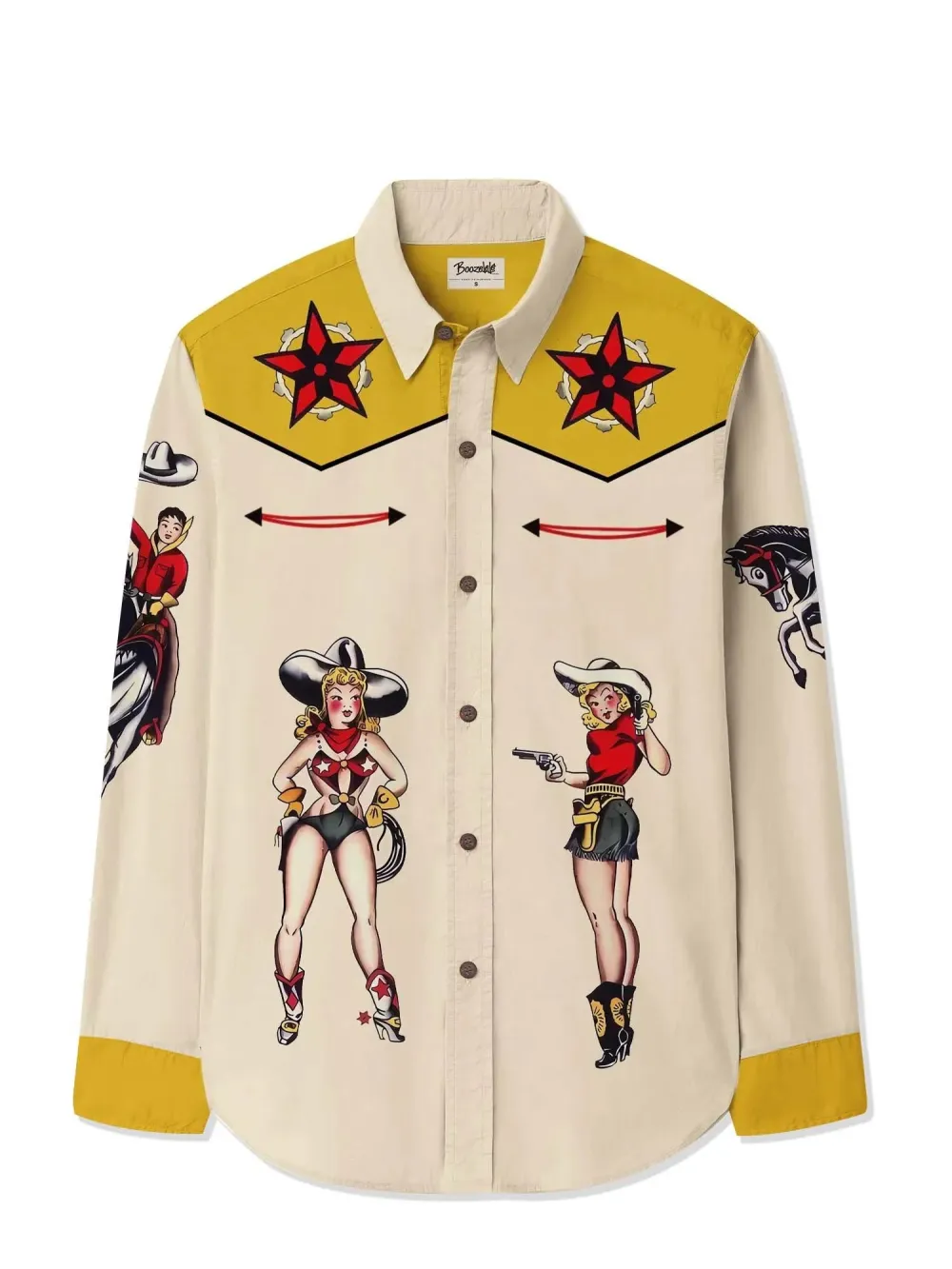 Men's Classic Western Star Cowgirl Long Sleeves Shirt