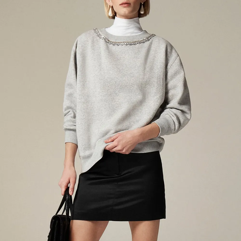 Fleece Crew Neck Sweatshirts with Embellishments