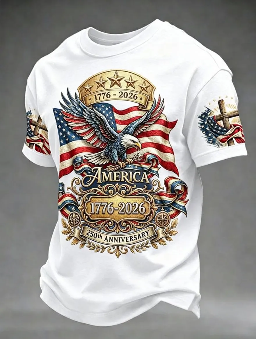 250Th American Independence Day Style T-Shirt For Men'S Wear