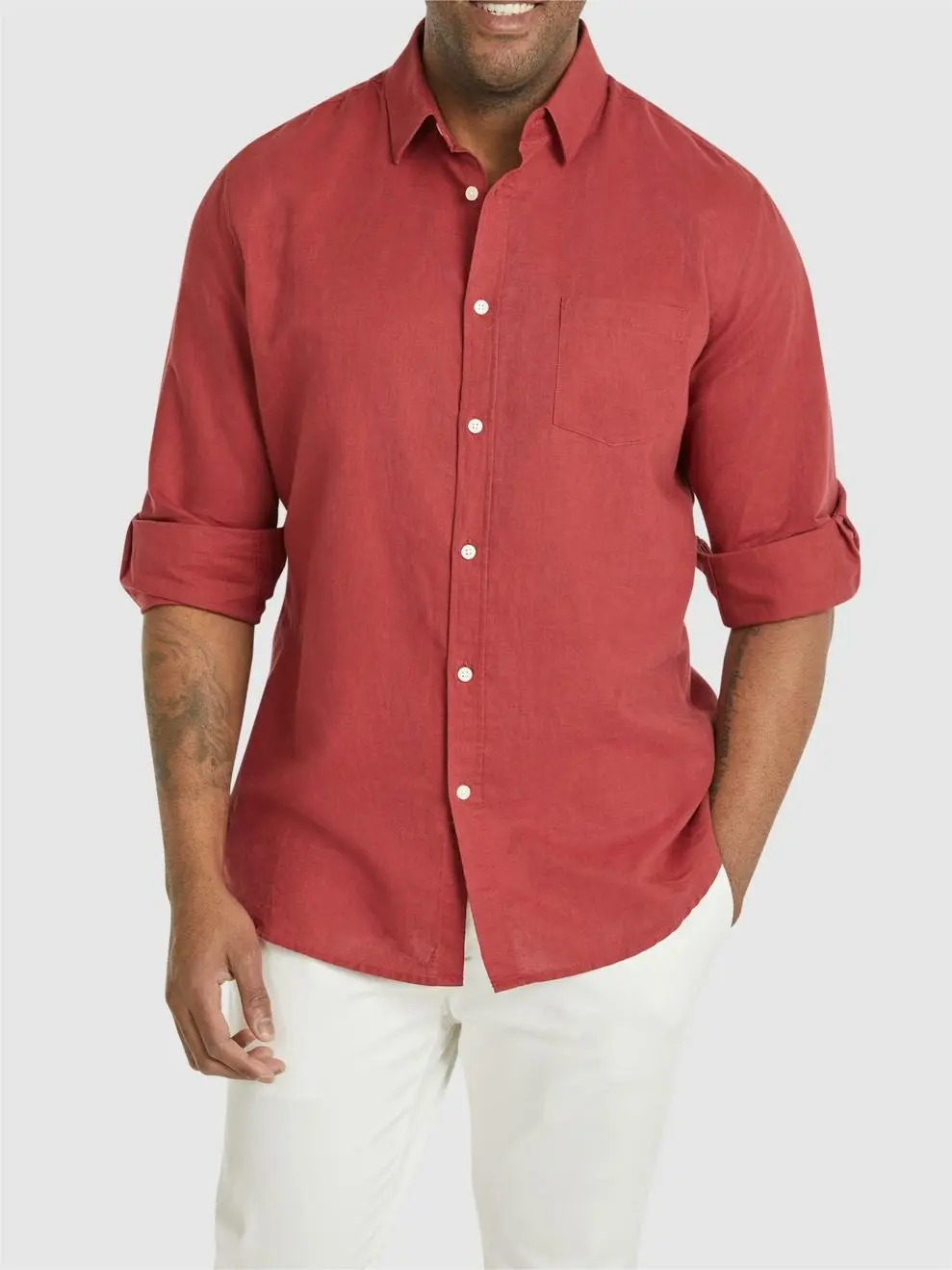 Business Casual Fit Linen Long Sleeve Shirts