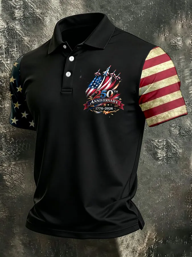Men'S Independence Day Print Casual Polo Shirt