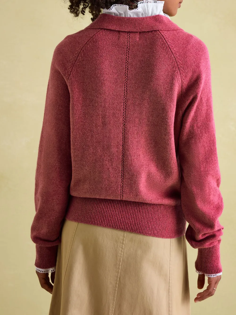 Solid Color V-Neck Striped Jumper