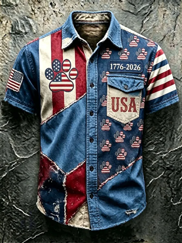 Men'S 250Th Anniversary National Paw Prints Print  Shirt