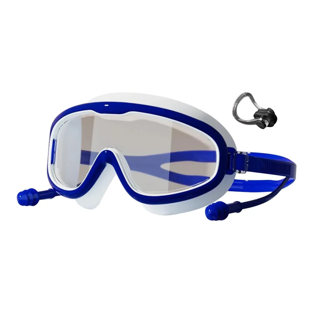 Extra-Large Wide-Angle Children'S Waterproof Swimming Goggles With Earplugs