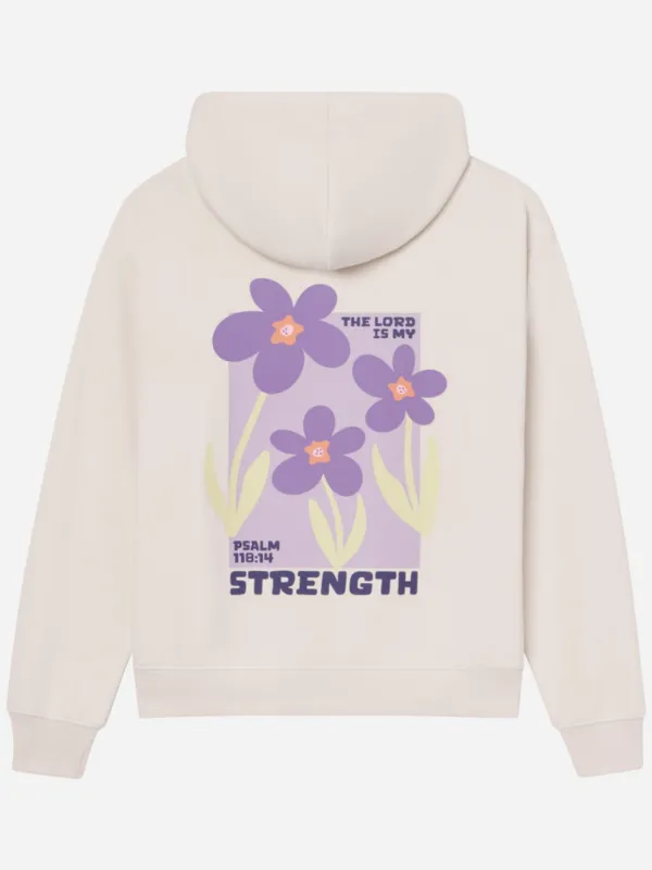 Lady's Purple Small Flower Pattern Hooded Long-Sleeved Hoodie