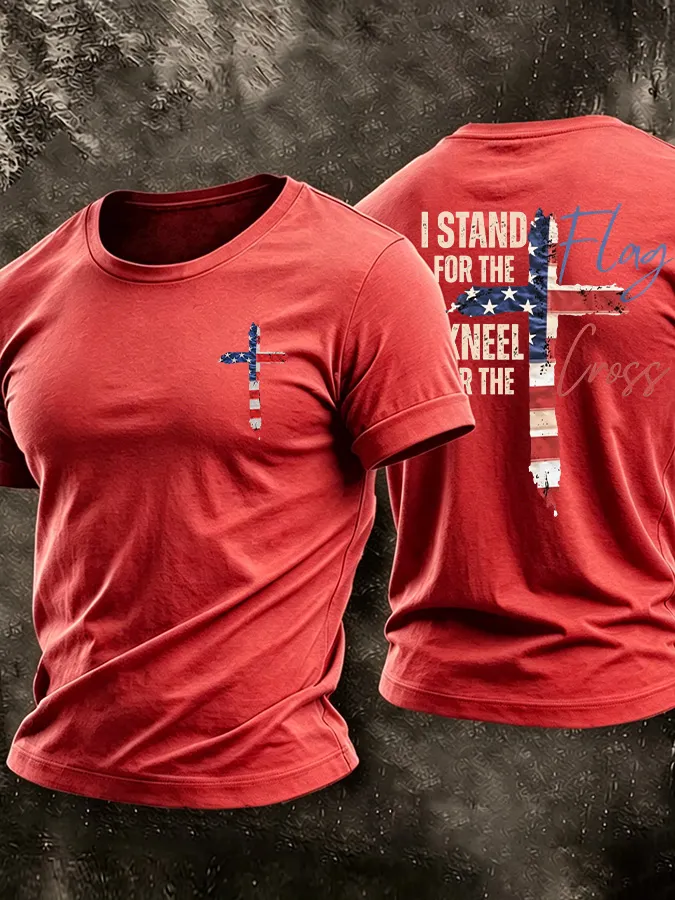Men'S American Faith Flag Printed Casual T-Shirt