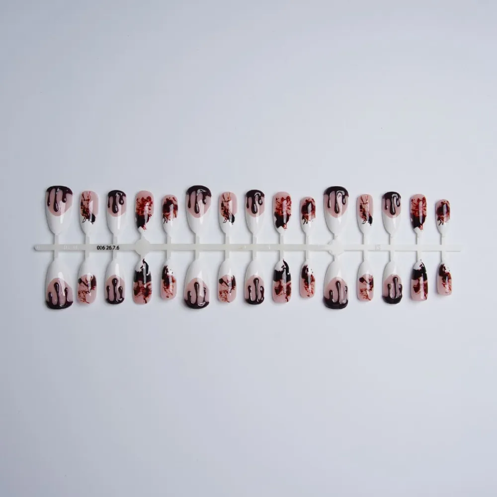 Nailhour 30Pcs 3D French Halloween Medium Almond Press On Nails