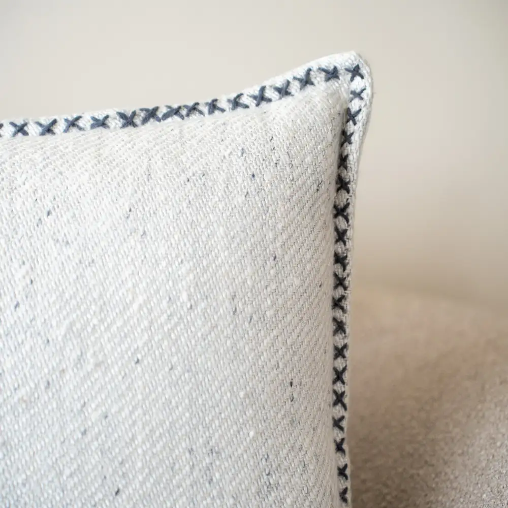 Slub Cross Stitch Cushion Cover