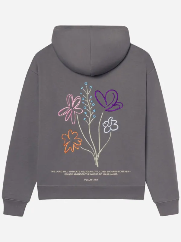 Women's Fashionable Casual Floral Embroidered Hooded Long-Sleeved Hoodie