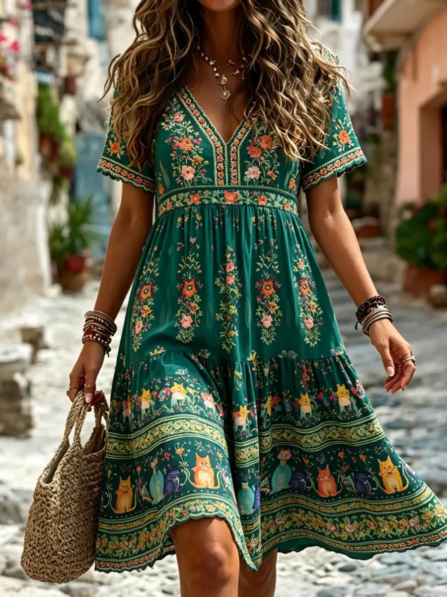 Women'S Casual American 250Th Anniversary Printed Dress