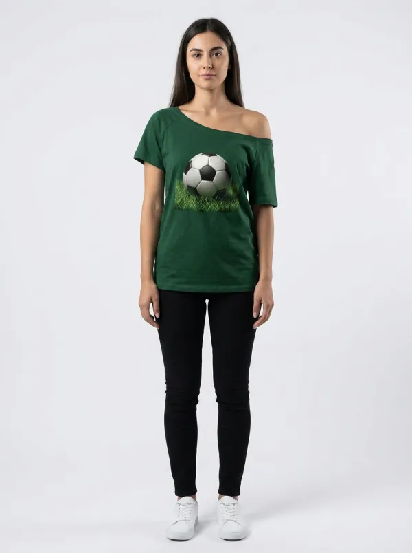 Women's Soccer Lover Grass Ball Printed T-shirt