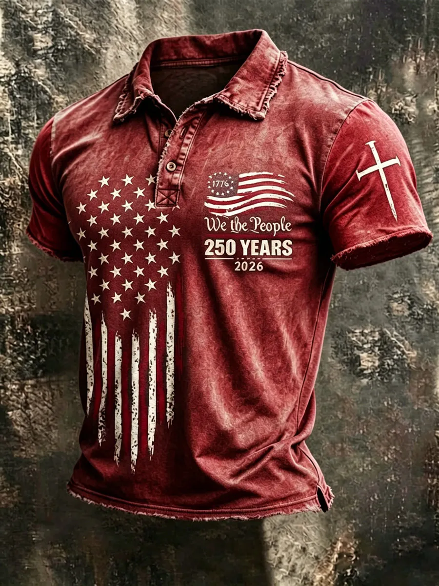 Men'S 250Th Anniversary Faith Printed Casual Polo Shirt