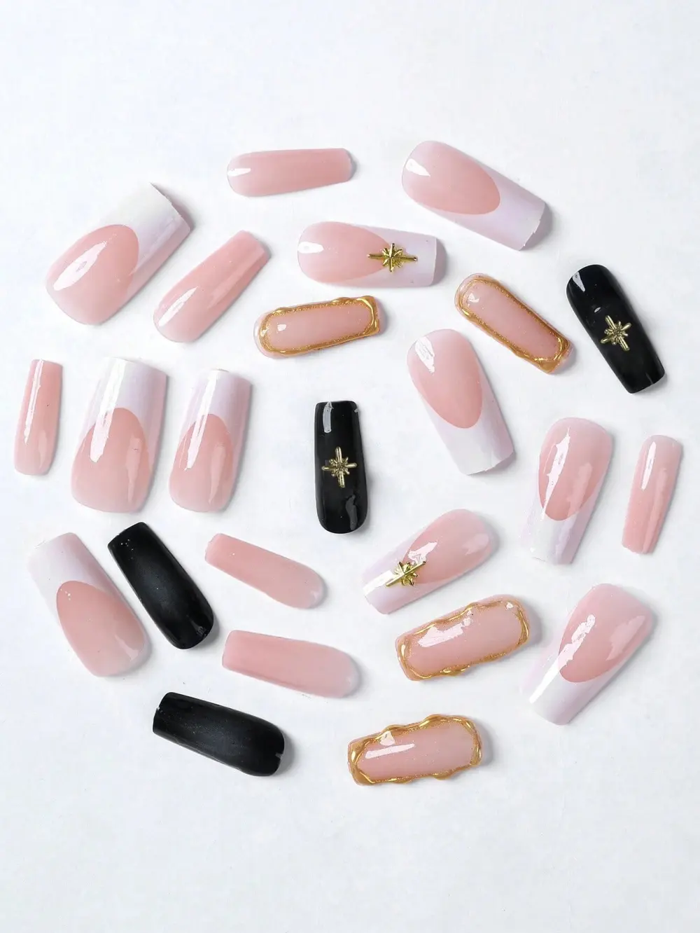 Nailhour 24Pcs Autumn Gilded Long Square Press On Nails