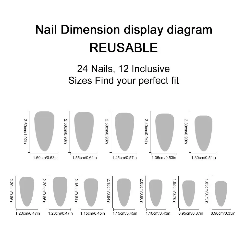 Nailhour 24Pcs Black Cat Eye Nail Art Press On Nails