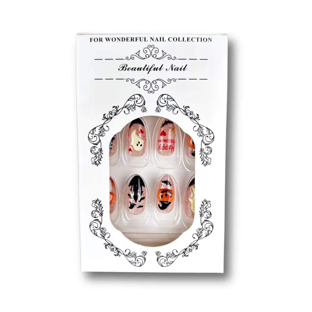 Nailhour 30Pcs Gilded Halloween 3D Medium Almond Press On Nails